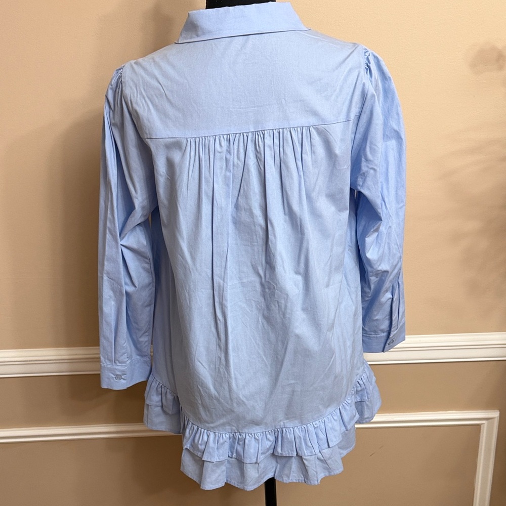 Light Blue Women's Top with Bow Accents - Picture 6 of 9